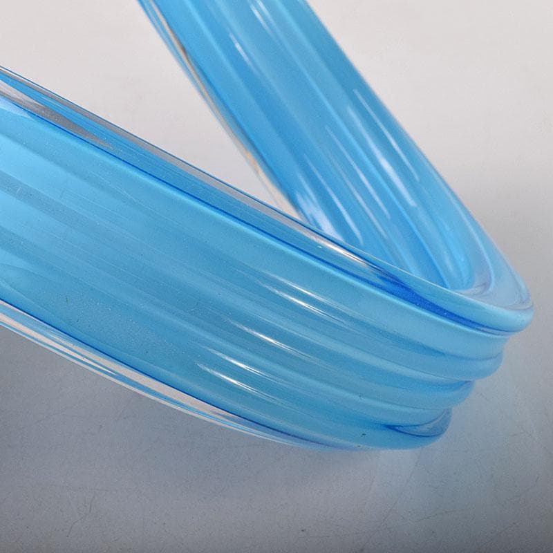 モダンアート　ガラス工芸　二口パイプ形　花入　共箱　8217