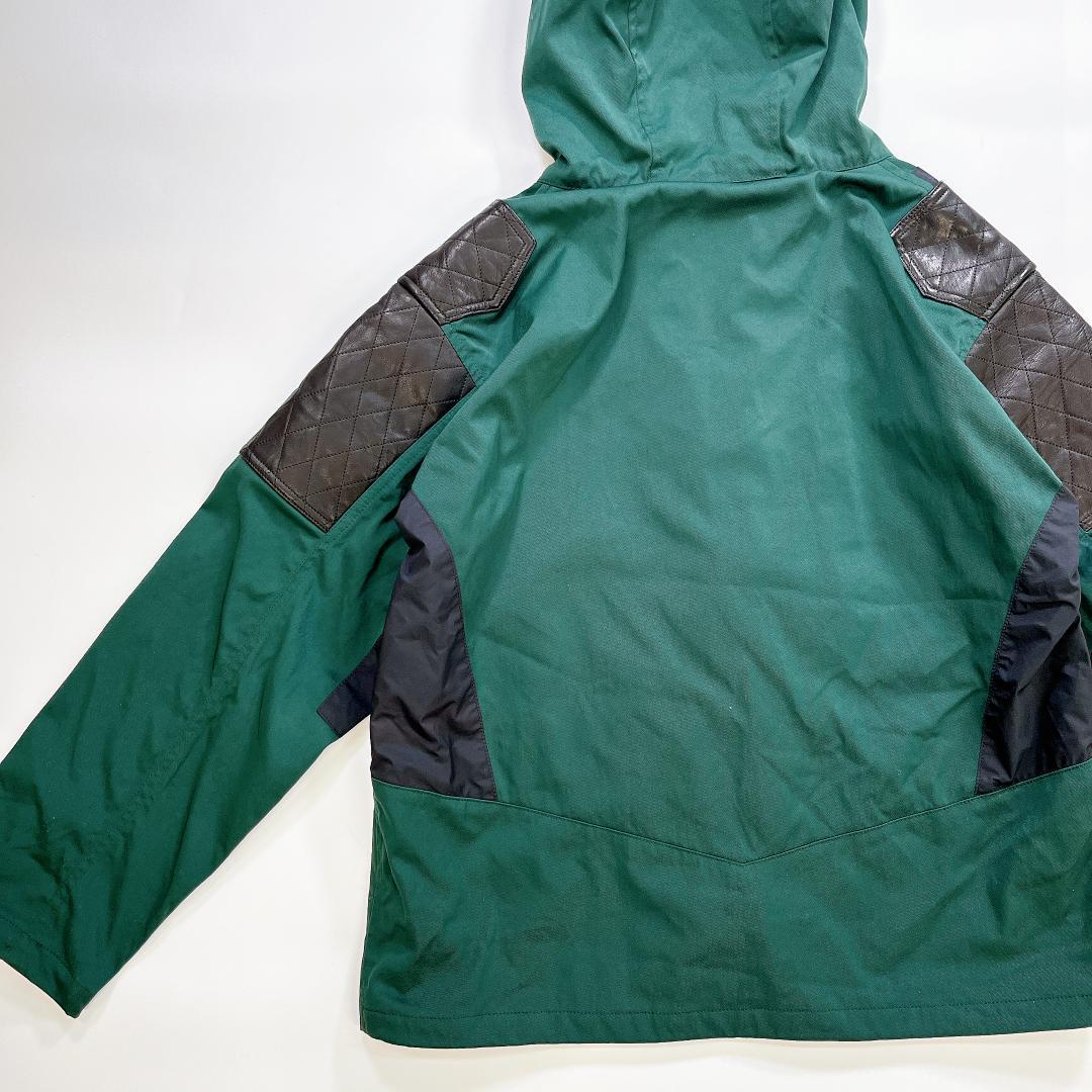 美品 WHIZ LIMITED マウンテンパーカー レザー切り替え 緑×黒 L