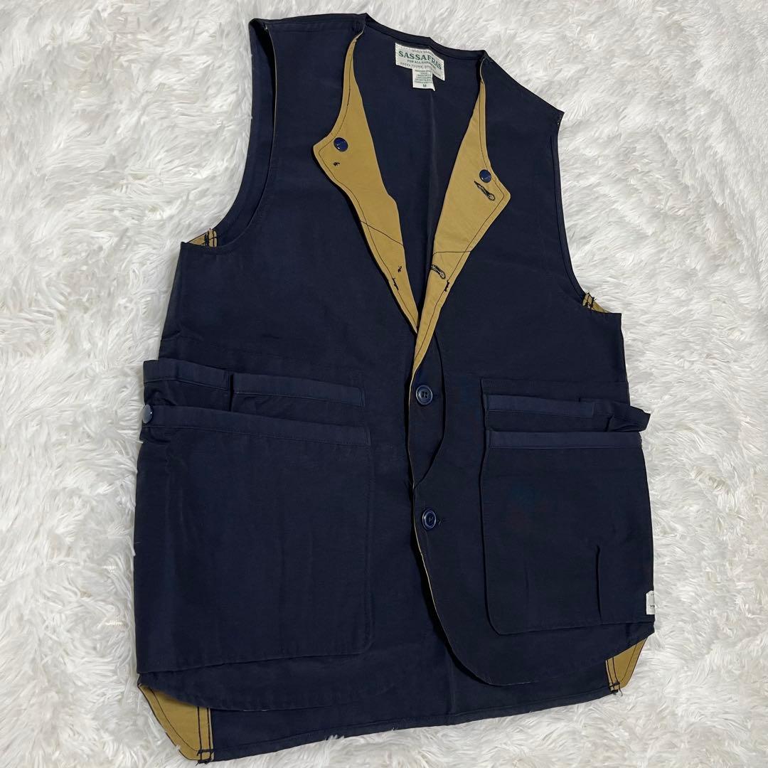 【SASSAFRAS】美品　ササフラス　メンズ　ベスト　重ね着　着回し　上質　M