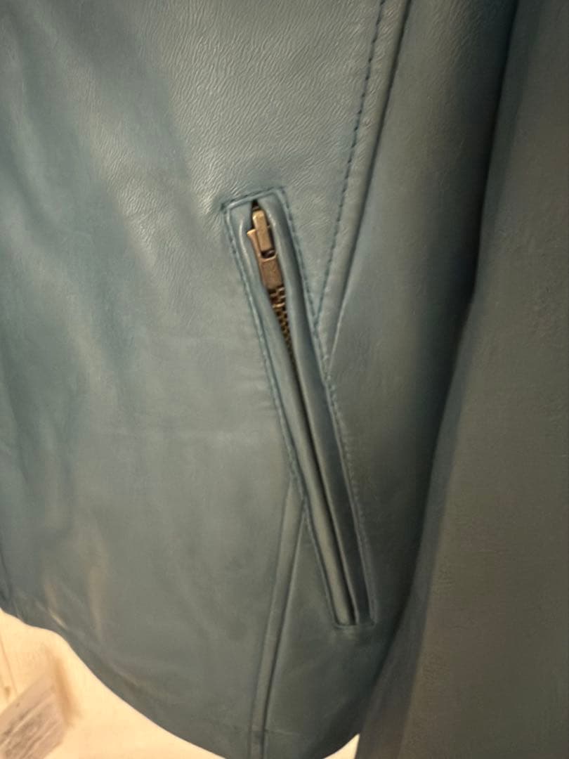 革ジャン ライダースジャケット 本革 羊革 柔らかいバイカー 襟付き　ヒース