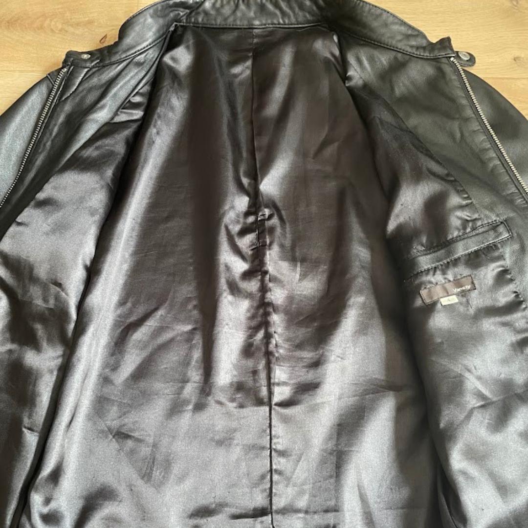 シングルライダースジャケット メンズ 黒 Lサイズ 本革 ラムレザー 革ジャン