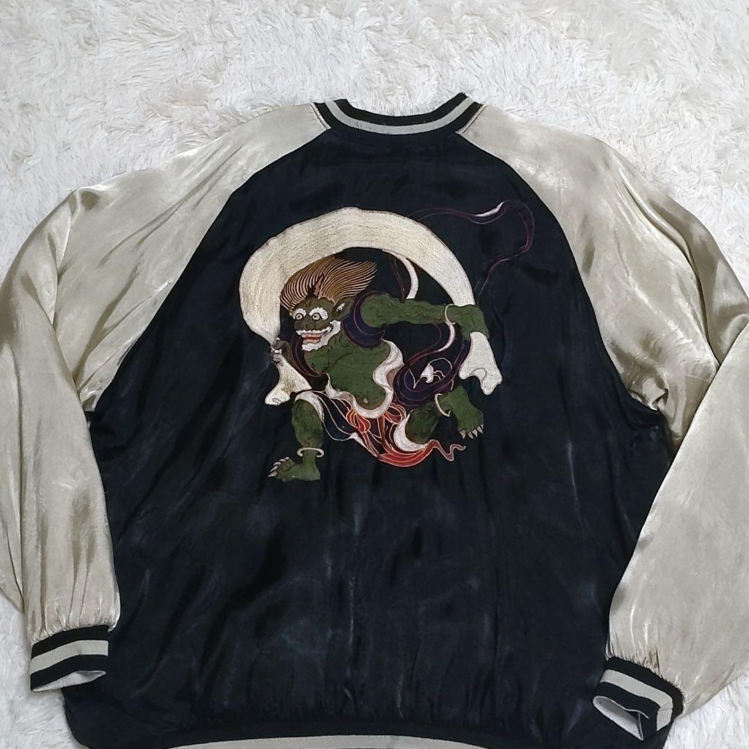 【希少】百花繚乱　リバーシブル　スカジャン　華麗和柄 刺繍 風神、雷神