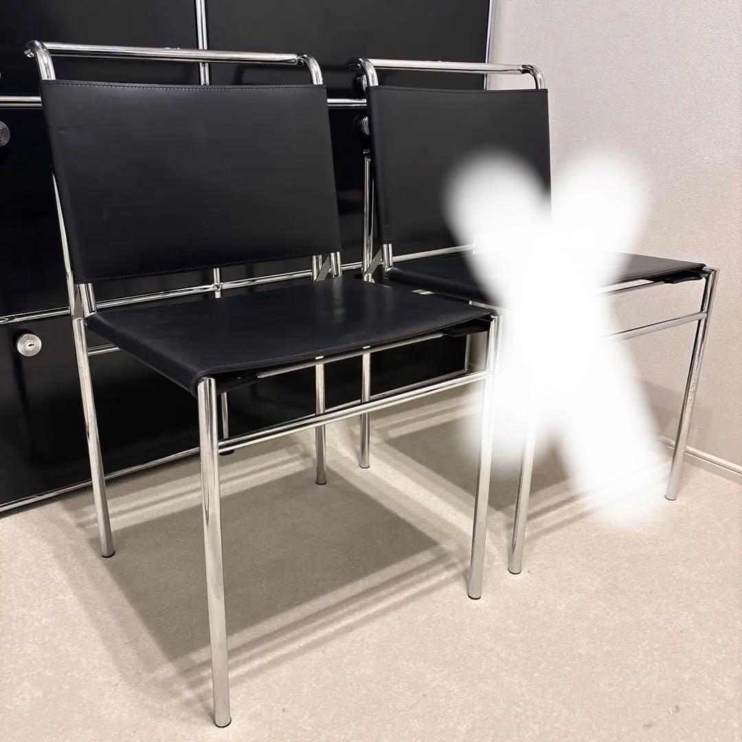 本革 レザー チェア ブラック×シルバー Eileen Gray 1脚のみ