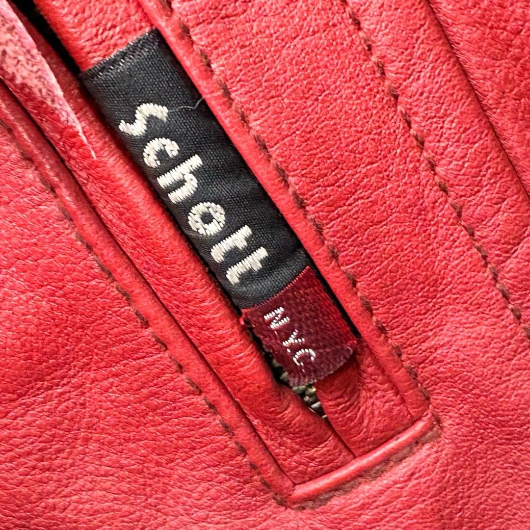 Schott シングルライダース　レッド　ブラックライン