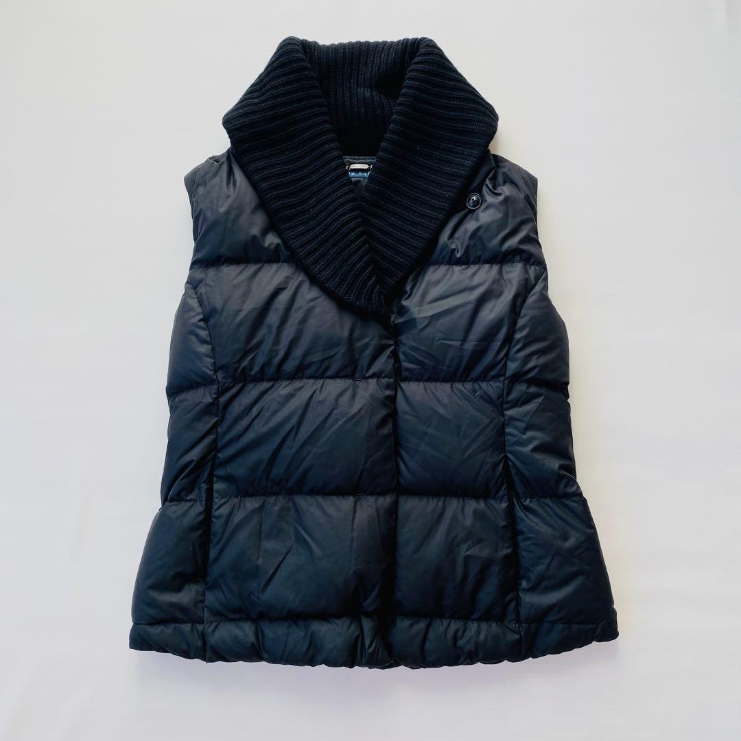 ラルフローレン　ダウンベスト　ショールカラー　リブニット切替　ドローコード