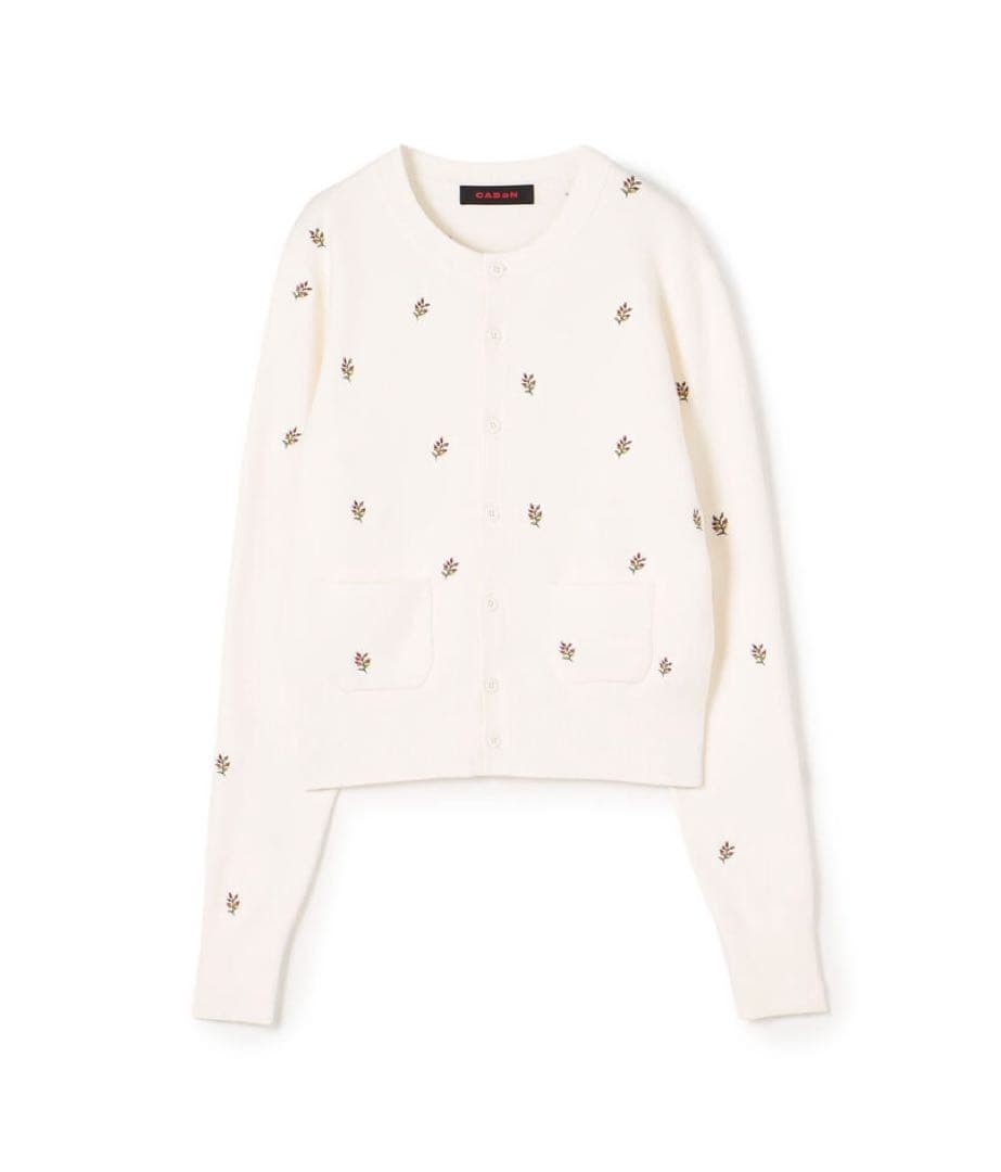 CABaN コットンカシミヤ エンブロイダリークルーネックカーディガン