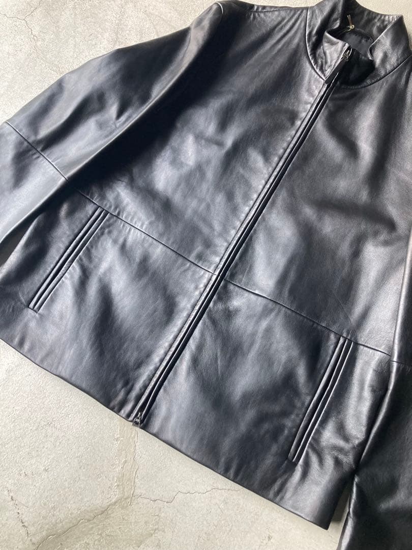 【美品】HUGO BOSS レザージャケット シングルライダース ブラック