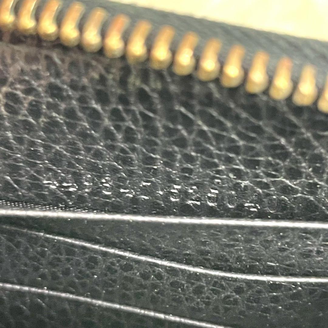 GUCCI　グッチ　インターロッキング　ラウンドファスナー　長財布　ブラック
