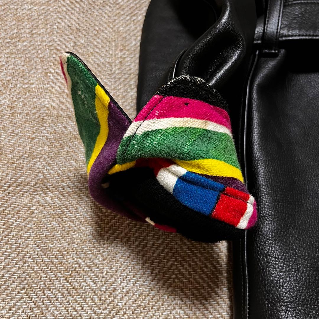 【美品】WAKOMARIA ギャングコート レザー ボア付き ライダース