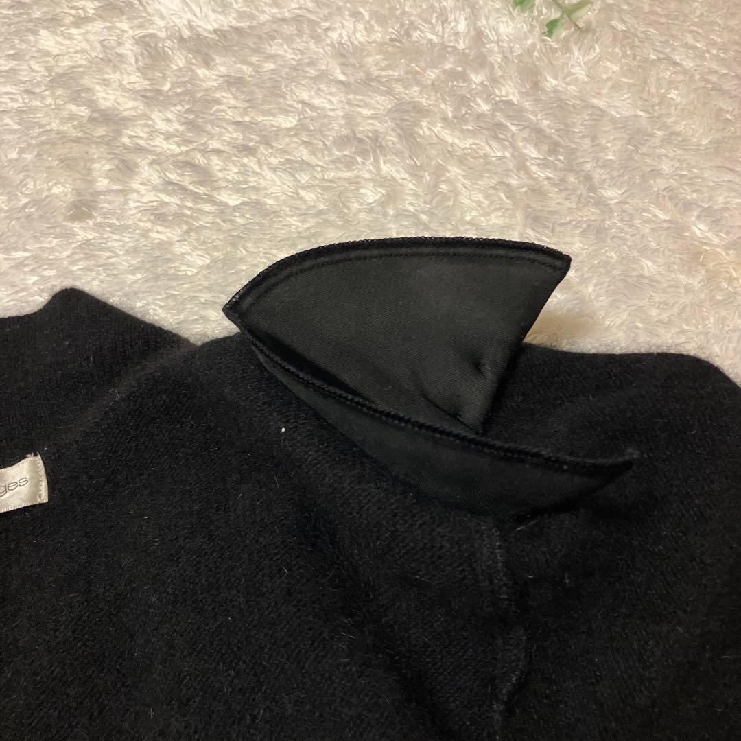 【希少】　クレージュ　襟付き　ニット　 セーター　ウール混　ビジュー　ロゴ