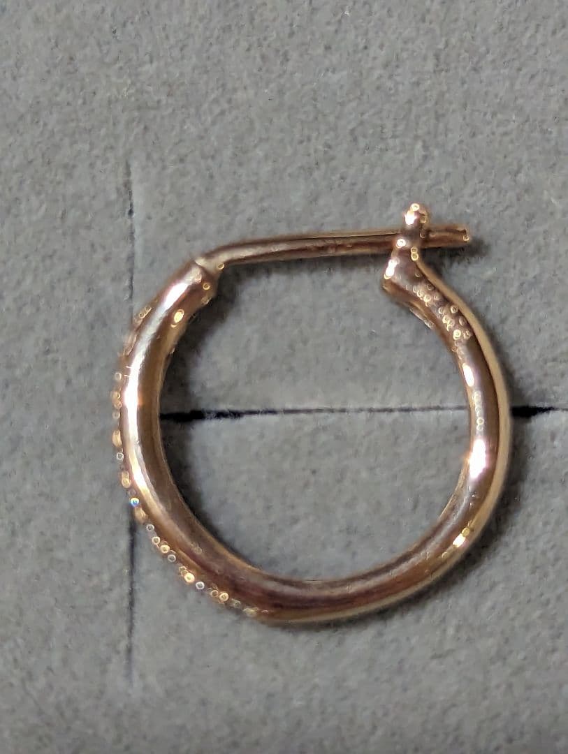 天才　K18ダイヤモンド フープピアス　ピンクゴールド片耳