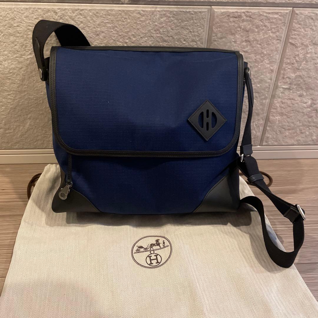【極美品】エルメス　Allback メッセンジャーバッグ　ネイビー