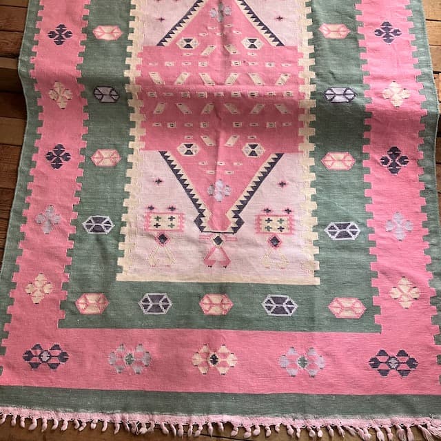 ヴィンテージ オールド キリム ラグ マット 絨毯 手織 古道具 手織り 幾何学