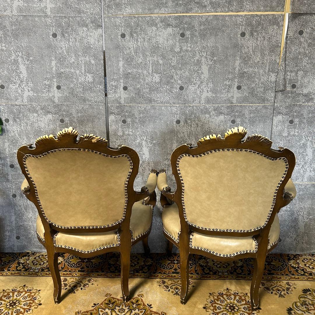 カナ5꧁クラシック家具꧂シンフォニーチェア サロン アーム 鋲打ち 猫脚