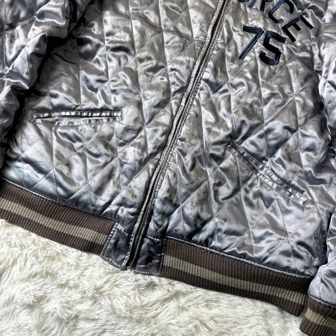 希少/XLサイズ✨AVIREX スカジャン　別珍　ベロア　キルティング　ワッペン