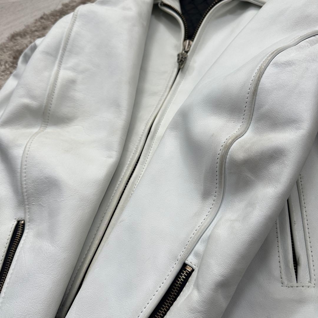 希少【ハーレーダビッドソン】シングルライダース 牛革 裏地キルティング 総ロゴ