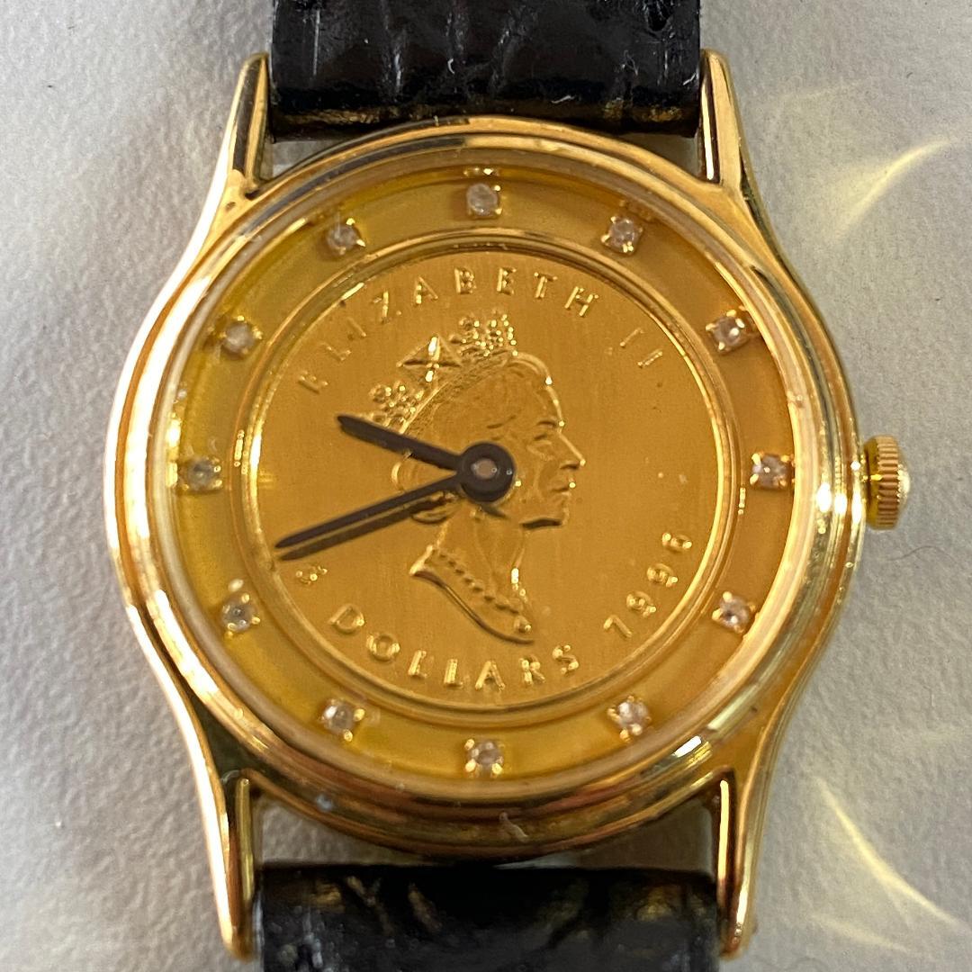 ヘレンドミッシェル メイプルリーフ 金貨 時計 裏蓋シルバー925刻印