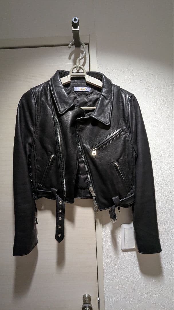 deicy　ラム革 シングルライダースジャケット ショート丈　ブラック