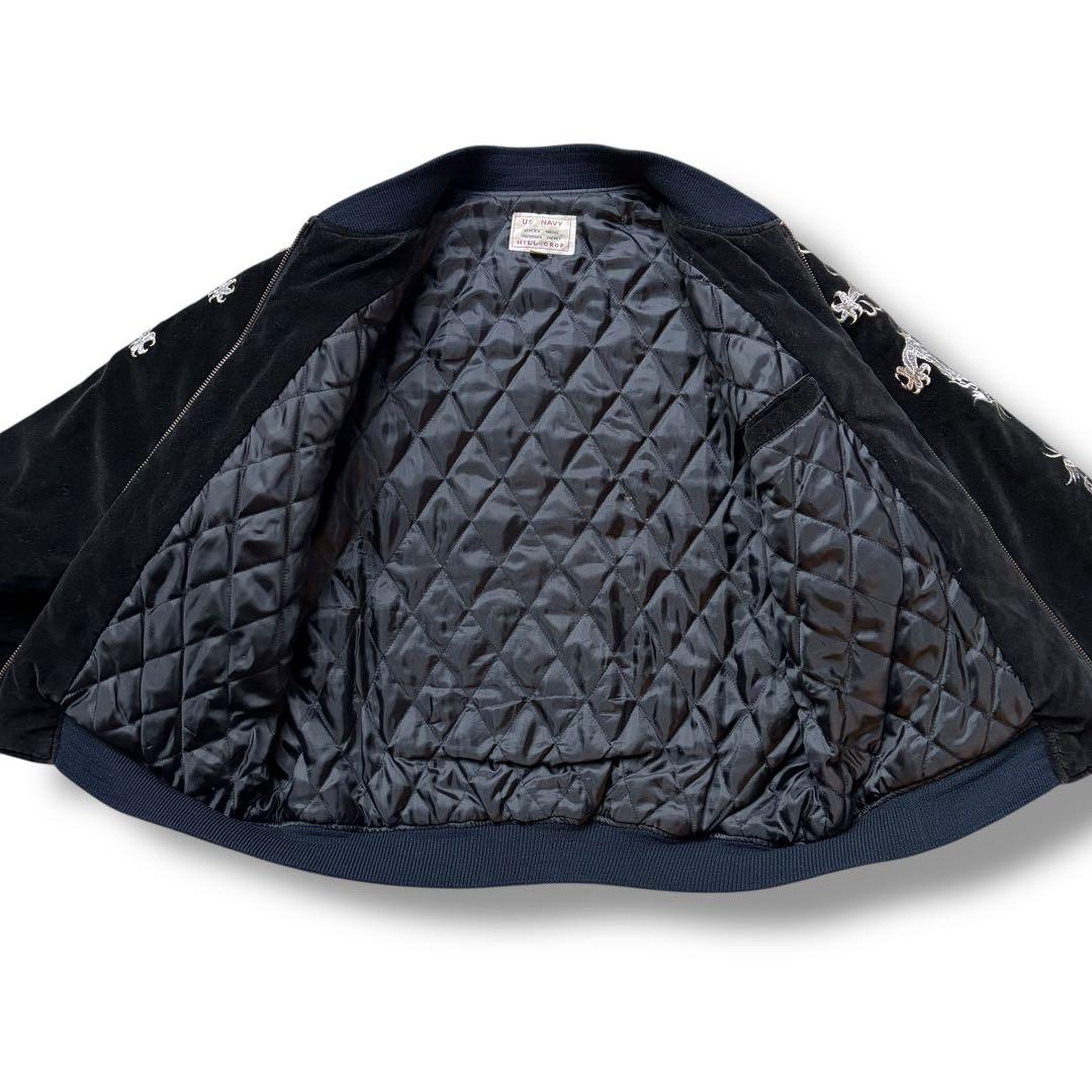 別珍 スカジャン スーベニアジャケット タイガー 虎 ドラゴン キルティング 黒