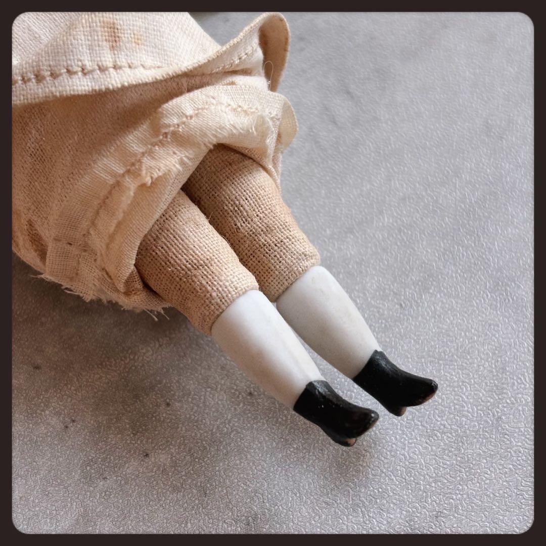 希少アンティーク　 ブラックリボンのパリアンドール ビスクドール