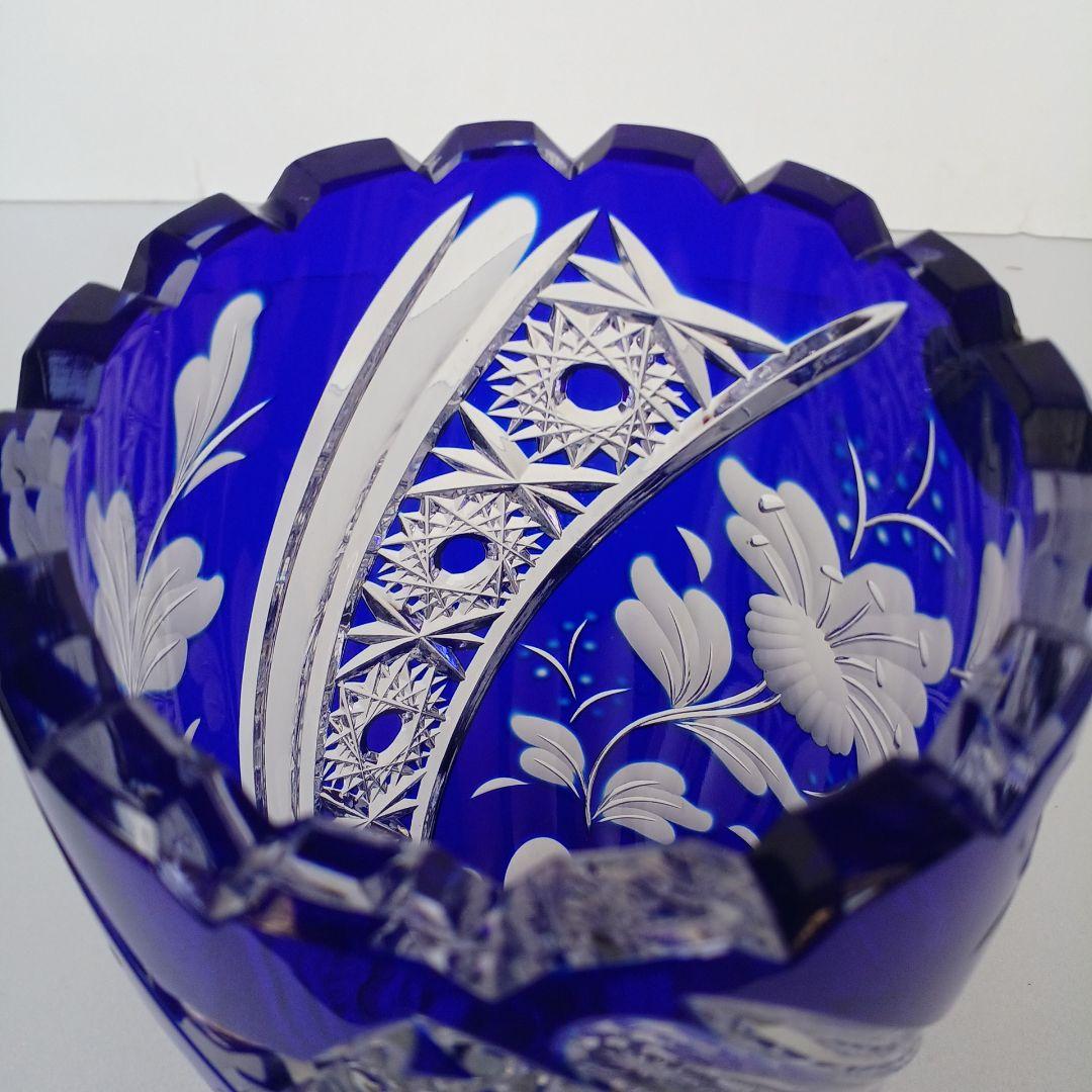 アルンシュタットクリスタル　切子花瓶　ドイツ製　コバルトブルー