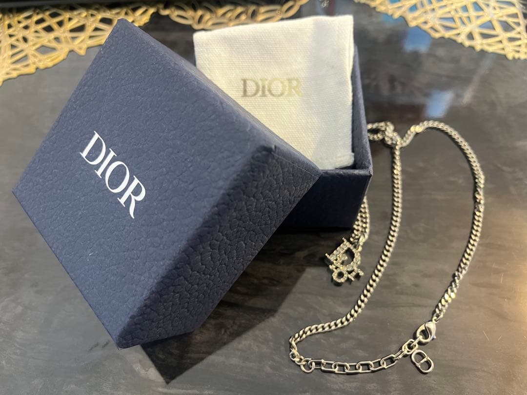【美品】DIOR オブリークネックレス　クリスタル