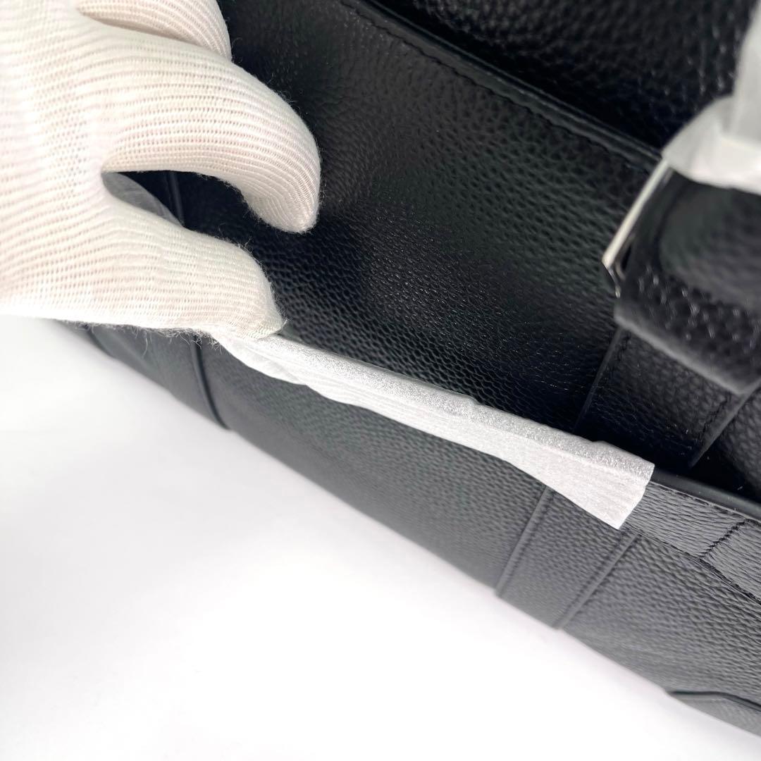 【新品✨】高級メンズビジネスバッグブリーフケース黒オールレザーシボ革2WAY