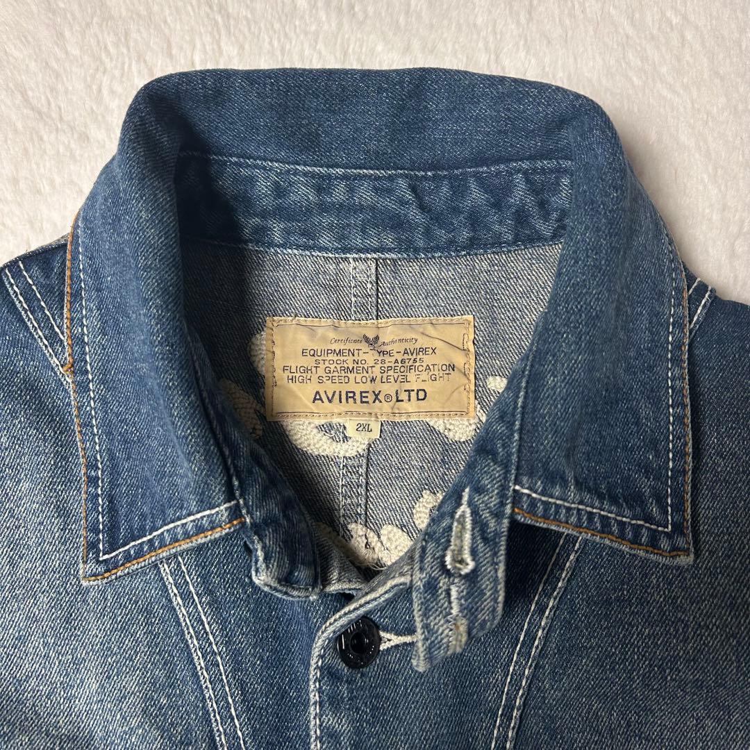 アヴィレックス AVIREX デニム オールインワン ツナギ チェーン刺繍
