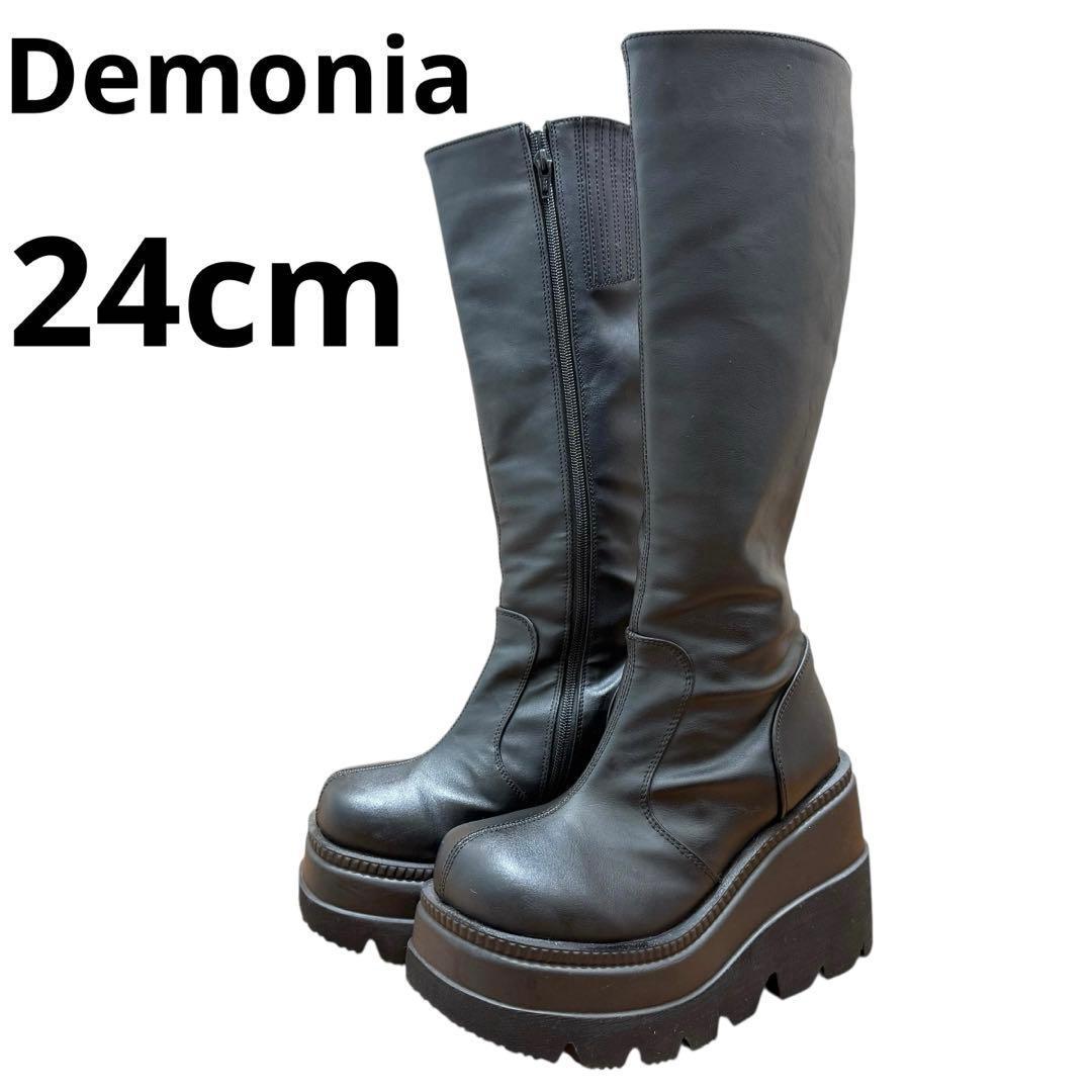 デモニア Demonia 厚底ロングブーツ SHAKER-100 24cm 黒