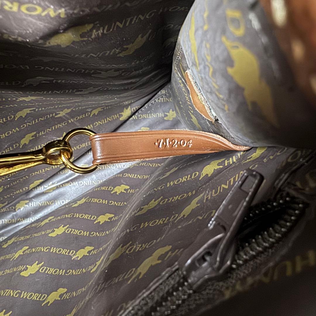 【美品】 HUNTING WORLD ブリーフケース 2WAY レザー カーキ