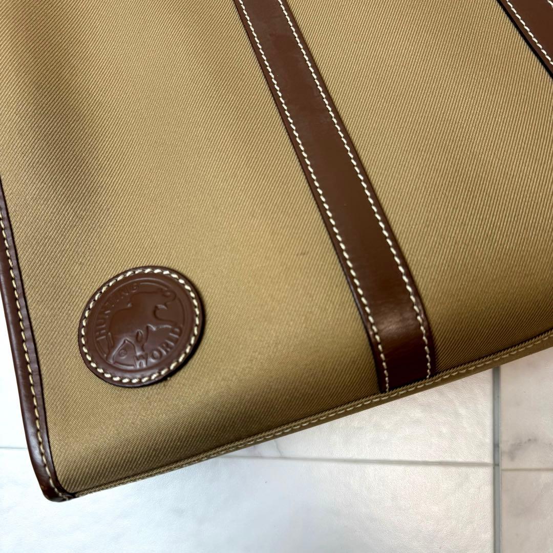 【美品】 HUNTING WORLD ブリーフケース 2WAY レザー カーキ