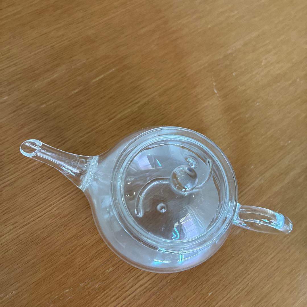 小川流煎茶道具　ガラス製急須 紋入。