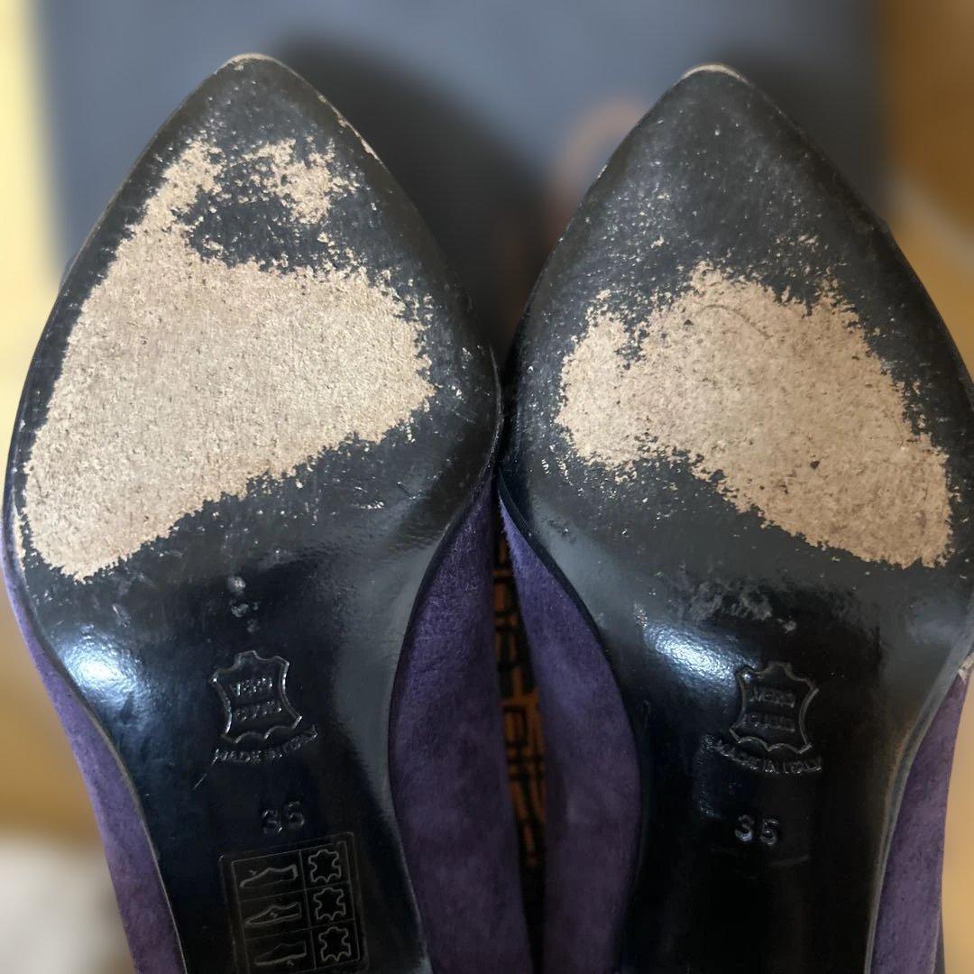 紫色 スエード ハイヒール 35