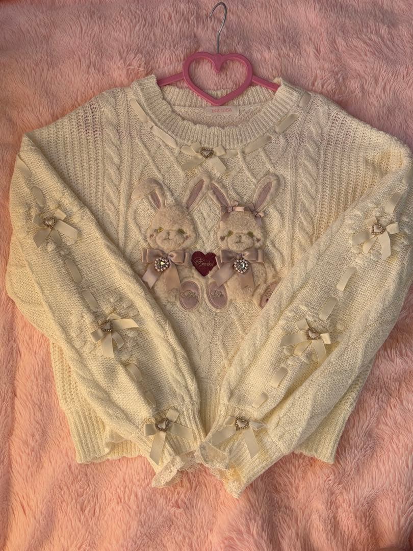 の*あ様 LIZLISA Twin Bunnies うさぎ ニット ホワイト