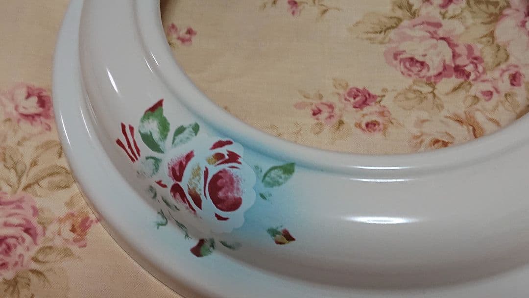 イマン　プリンセスローズブルー　トラッシュ缶　ストッカー　薔薇　ローズ　花柄