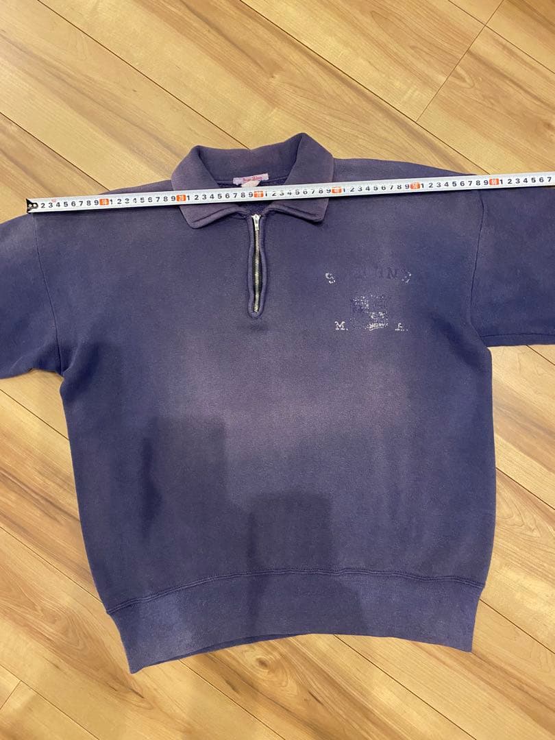 60s champion ハーフジップ　ランタグ　ナス紺　グッドフェード　大きめ
