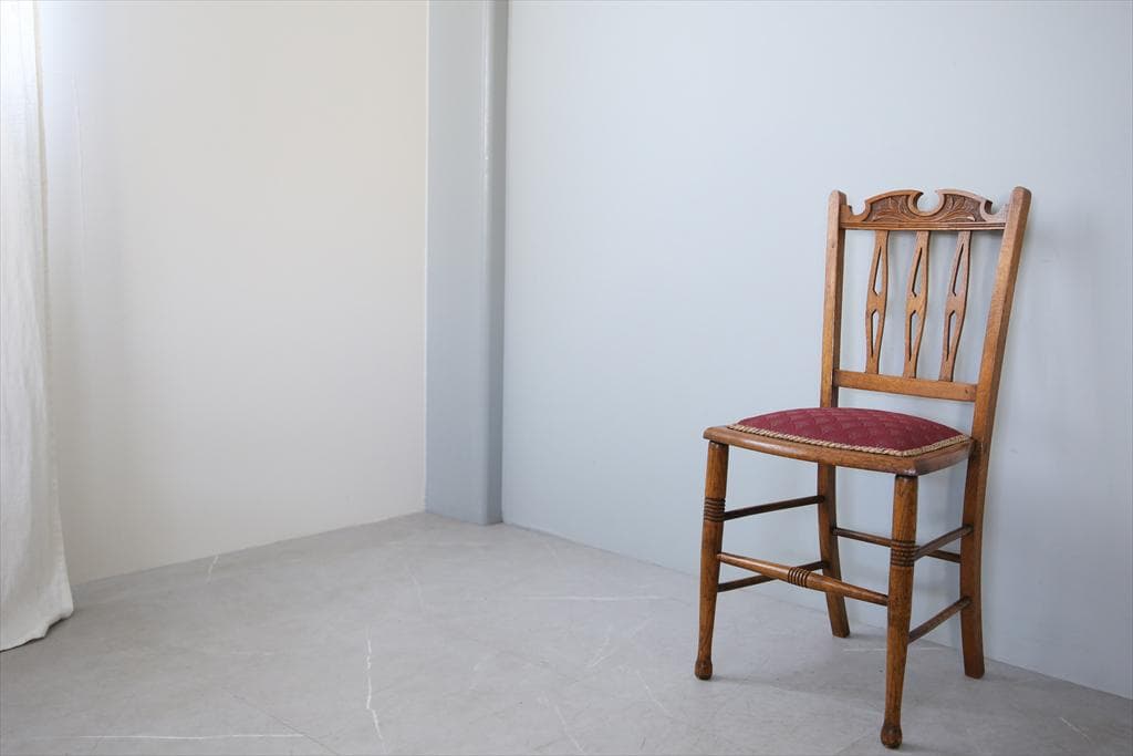 英国アンティーク木製ベッドルームチェア/椅子ダイニングイス/飾り棚(92-213