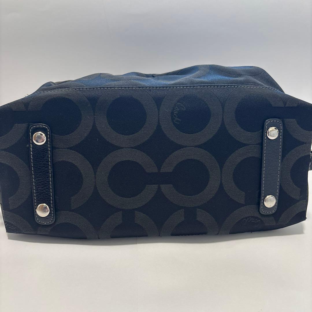 美品　COACH キャンバス×レザー ショルダーバッグ ハンドバッグブラック系