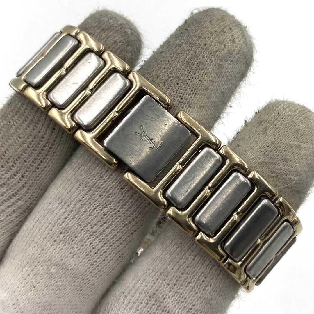 【稼動】 イヴサンローラン 腕時計 E60957Y QZ コンビカラー 青文字盤