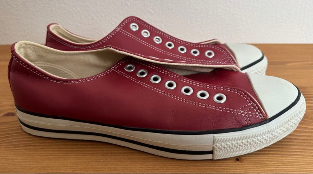 希少 デッドストック 90s USA製 コンバース オールスター レザー 赤