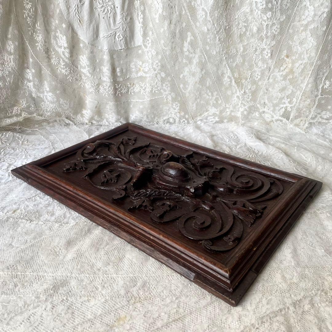 ウッドカービングパネル②木製パネル　卓上ディスプレイボード　フランスアンティーク