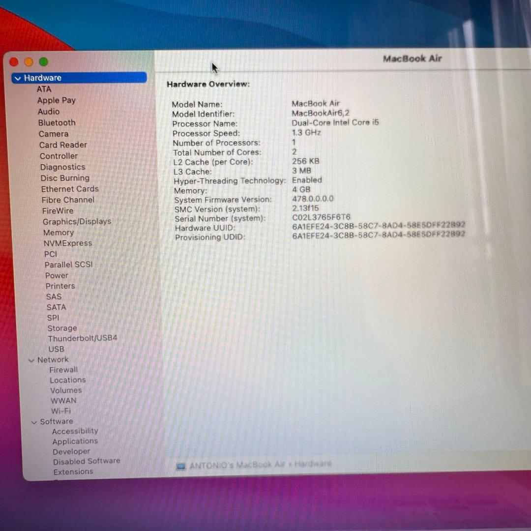 MacBook Air 13インチ　スペイン語配列キーボード
