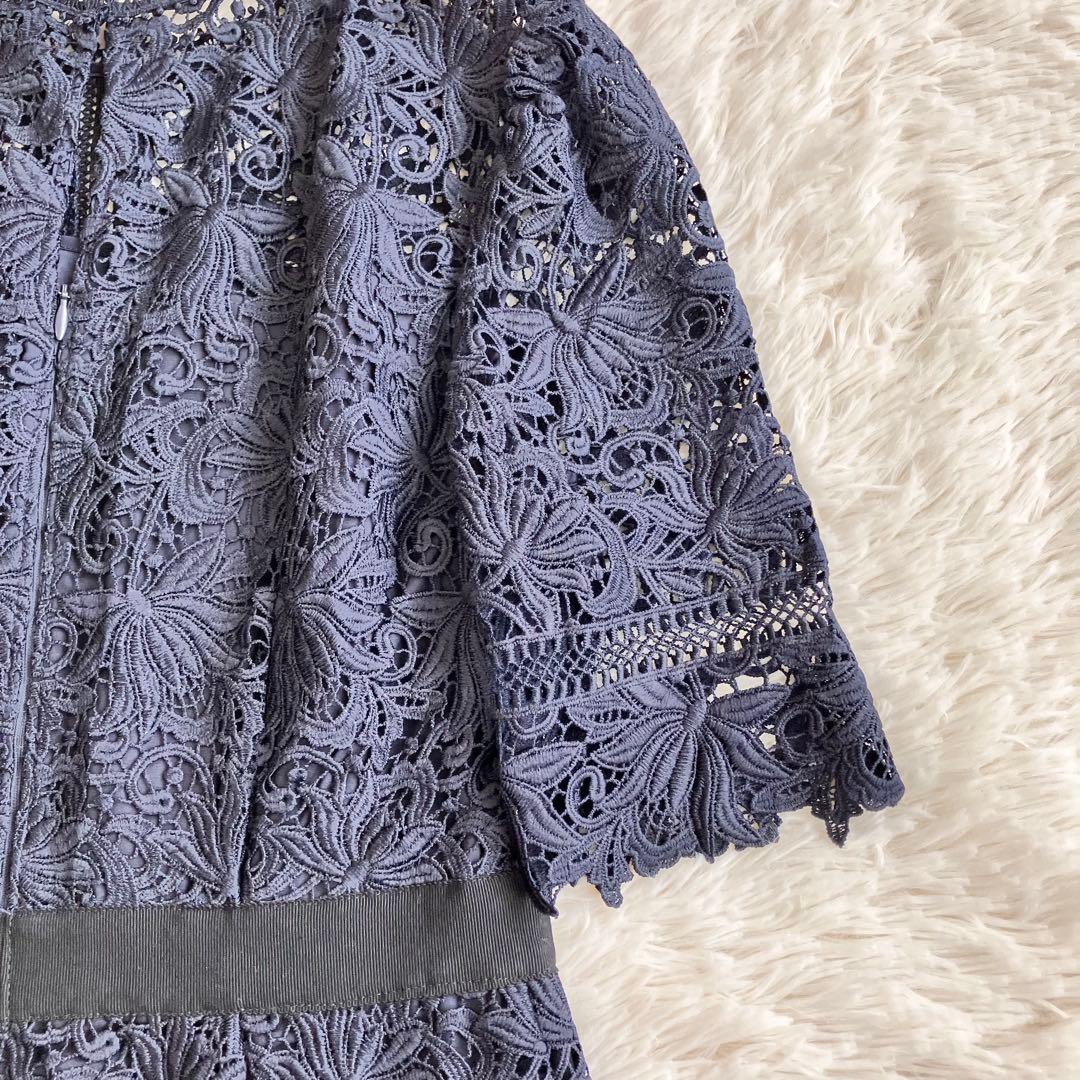 美品 人気 セルフォード レースドレス お呼ばれ ワンピース マーメイド 濃紺