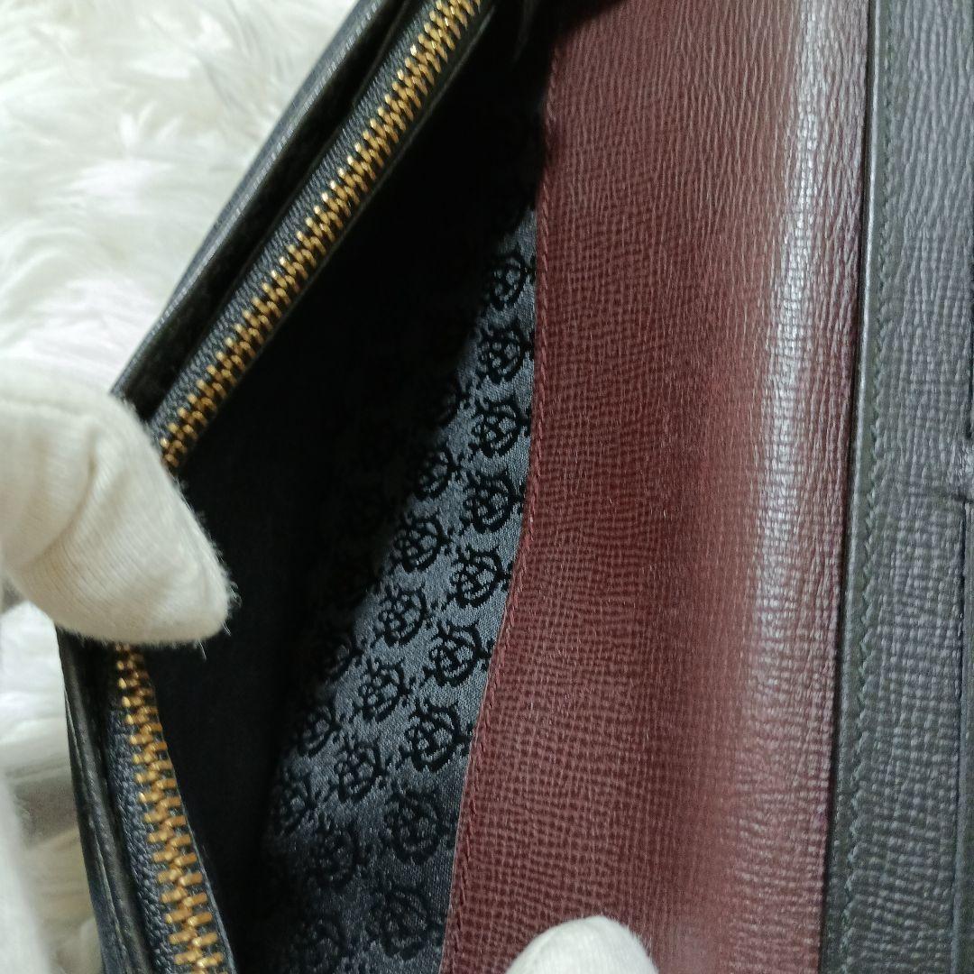 dunhill　ダンヒル　レザー長財布　折り財布　黒　ブラック　ADロゴ　本革