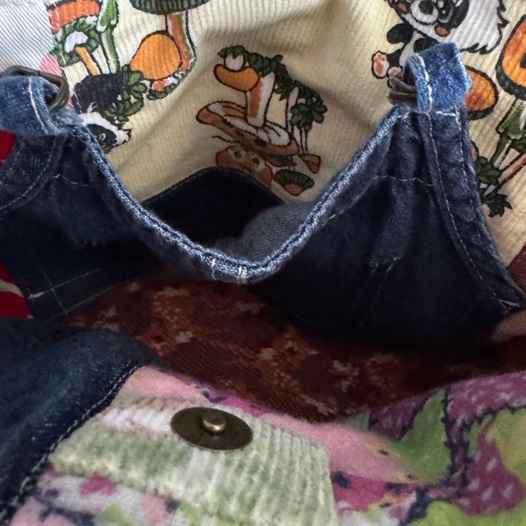 ハンドメイド デニムリメイク バッグ レトロアニマル ポーチ付き 2way 51
