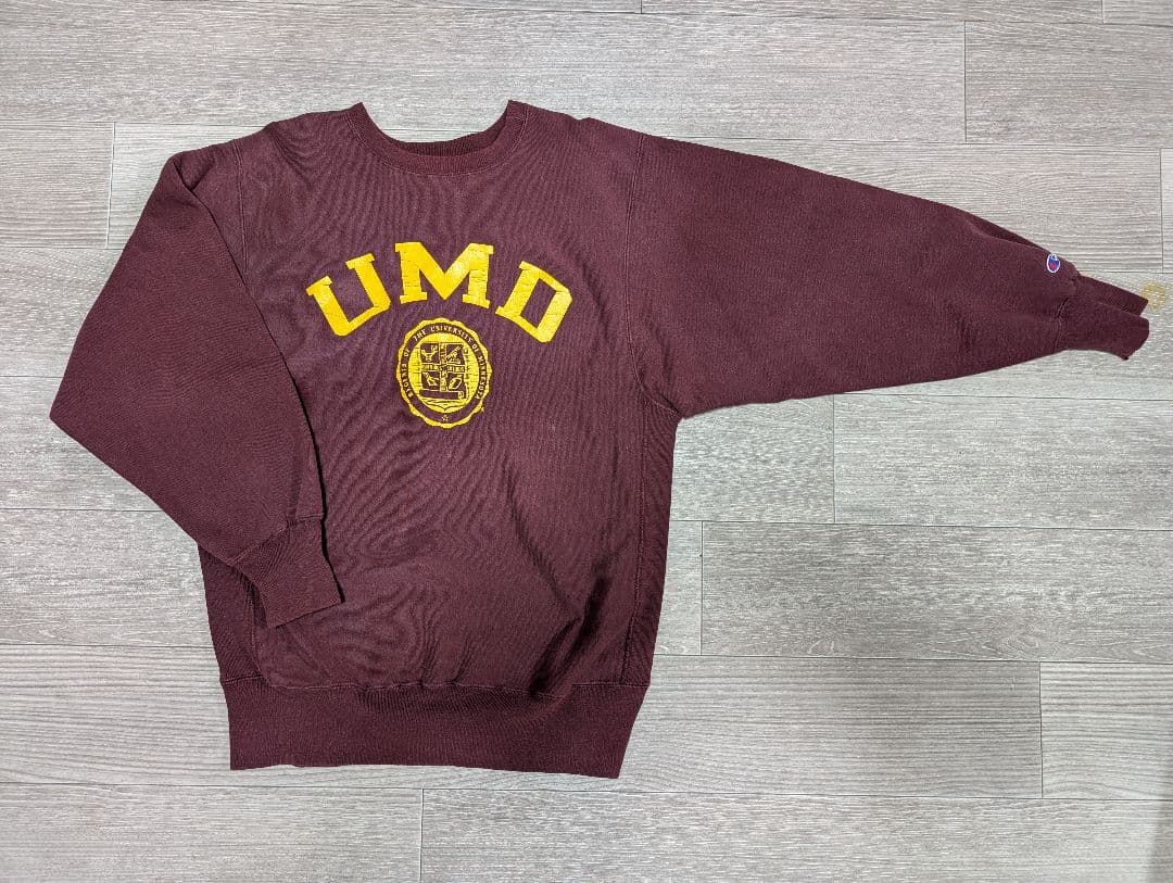 champion　UMDロゴ　ヴィンテージリバースウィーブスウェット