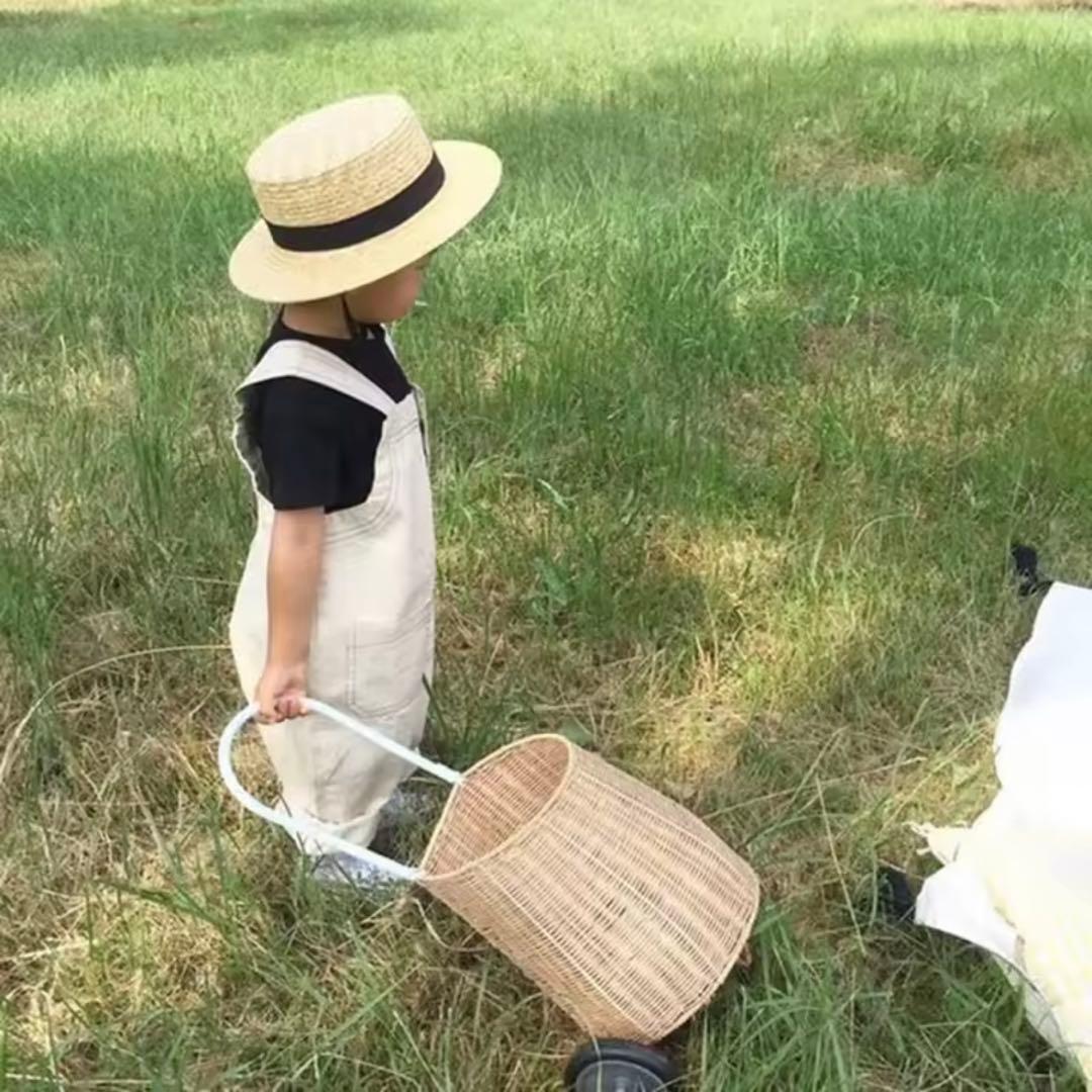 バスケット　ラタンバギー　子供　手押し車　おままごと　韓国　カゴ　バギー