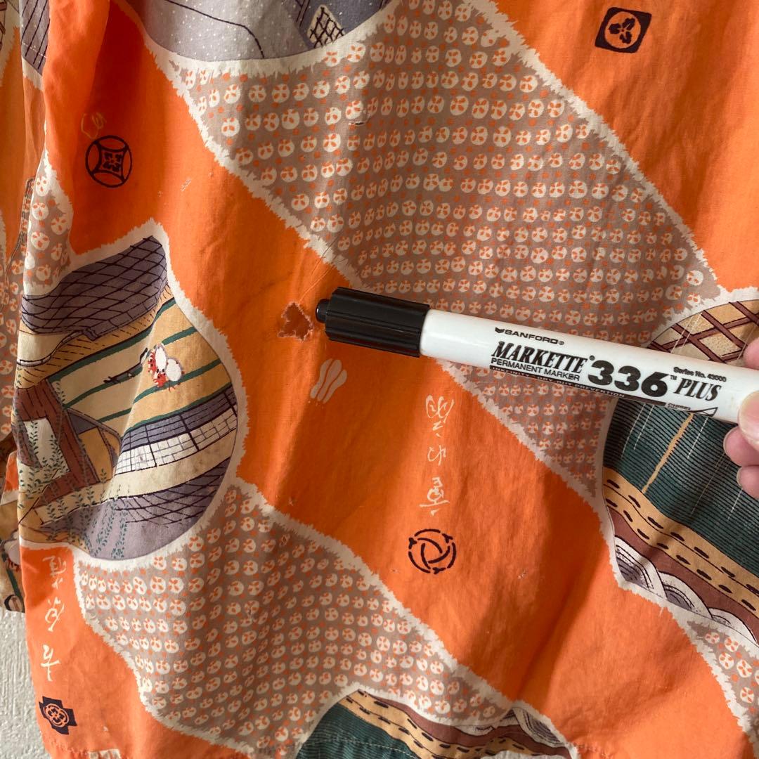 40's ビンテージ ロングスリーブ ハワイアンシャツ 和柄