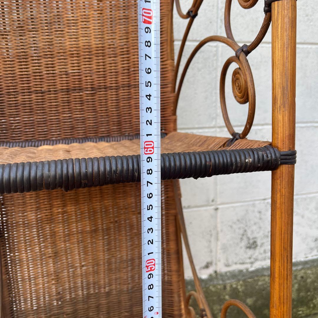 古家具 天然素材◾️籐ラタン製 2段 ディスプレイ台 飾り台 花台