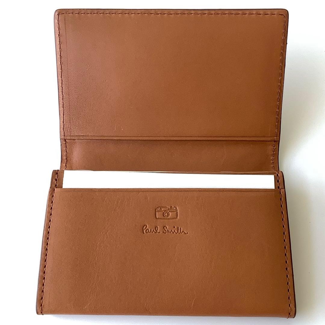H N様★新品★ポールスミス★ベジタンストライプトリム カードケース★キャメル